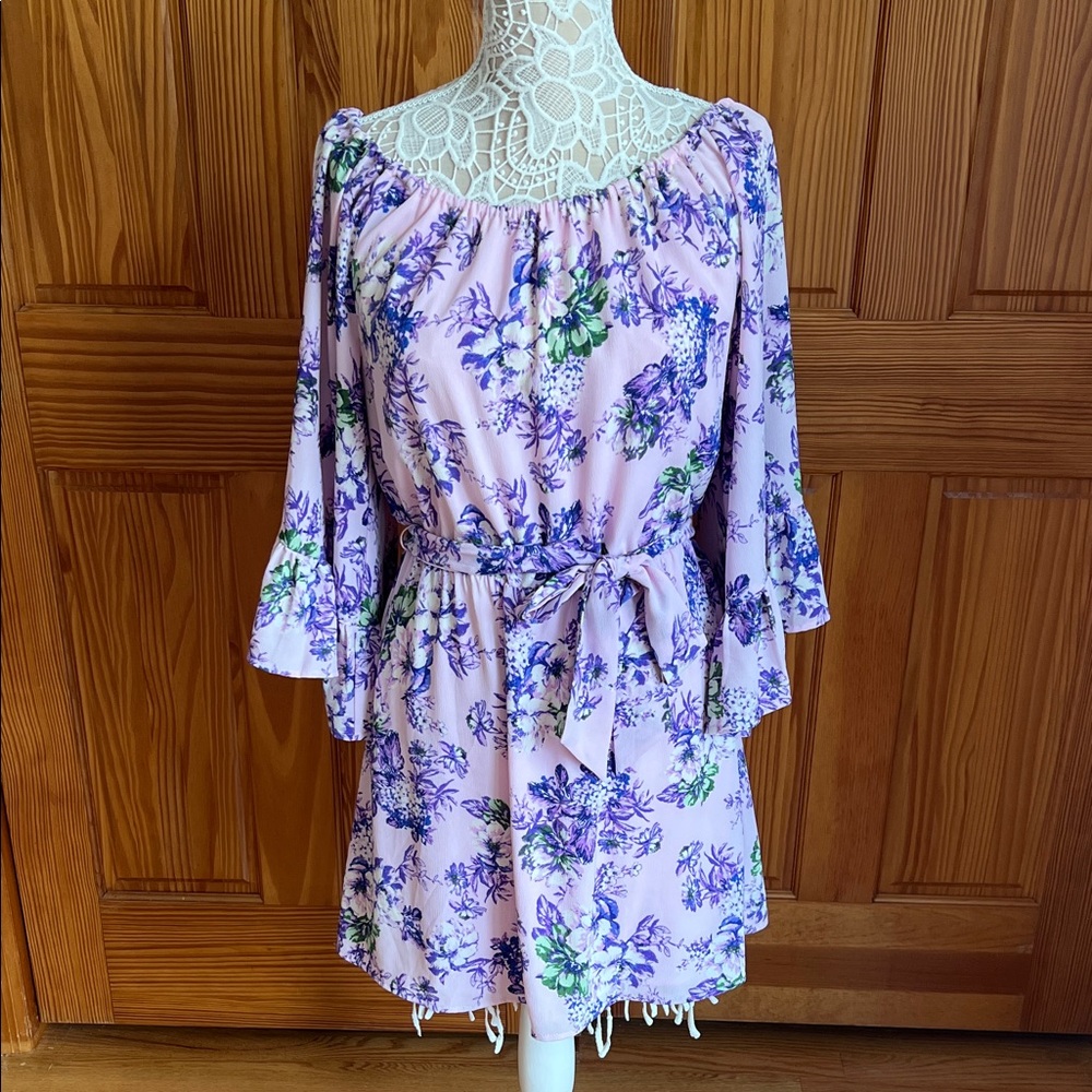 WAYF Floral Off the Shoulder Dress
